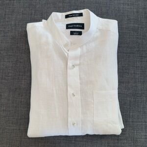 Paul Fredrick linen band collar shirt, L